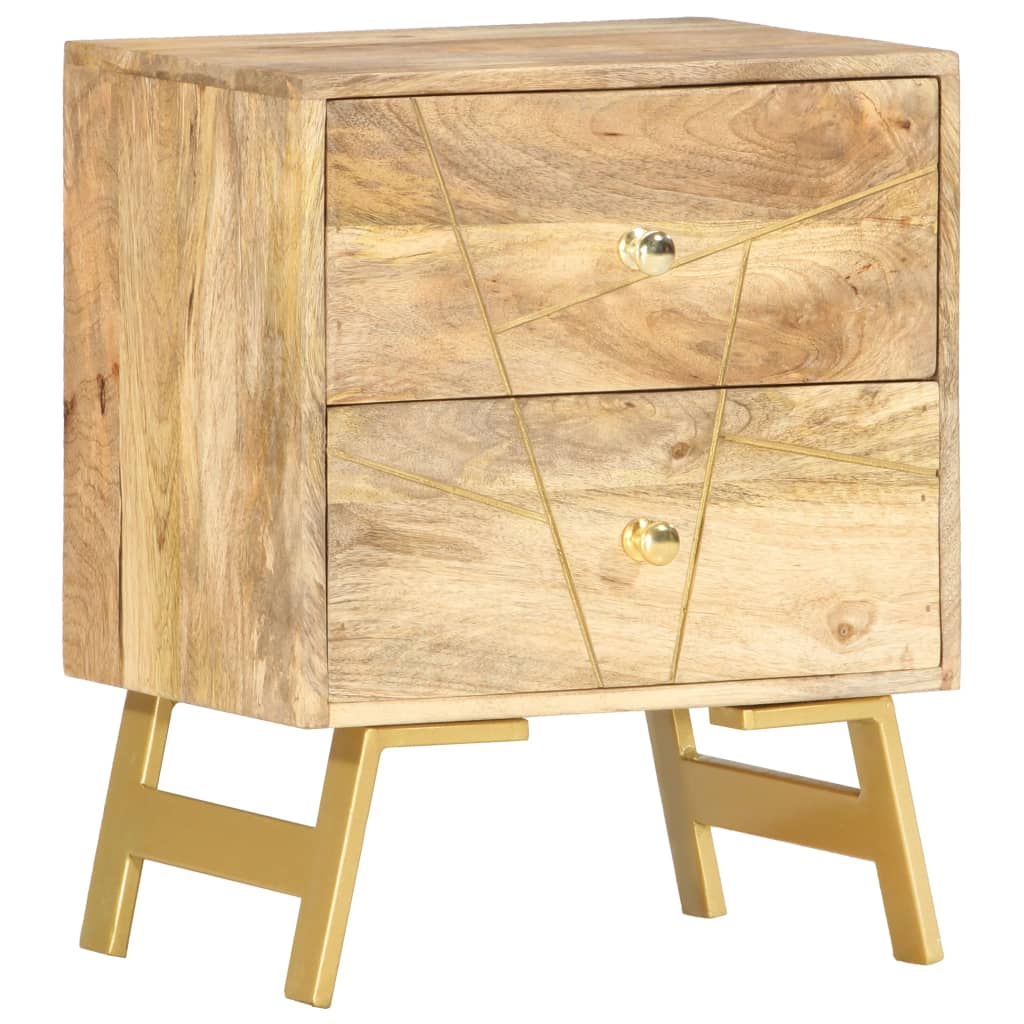 vidaXL Nightstand Storage Bedside Table for Home Bedroom Solid Wood Mango-10