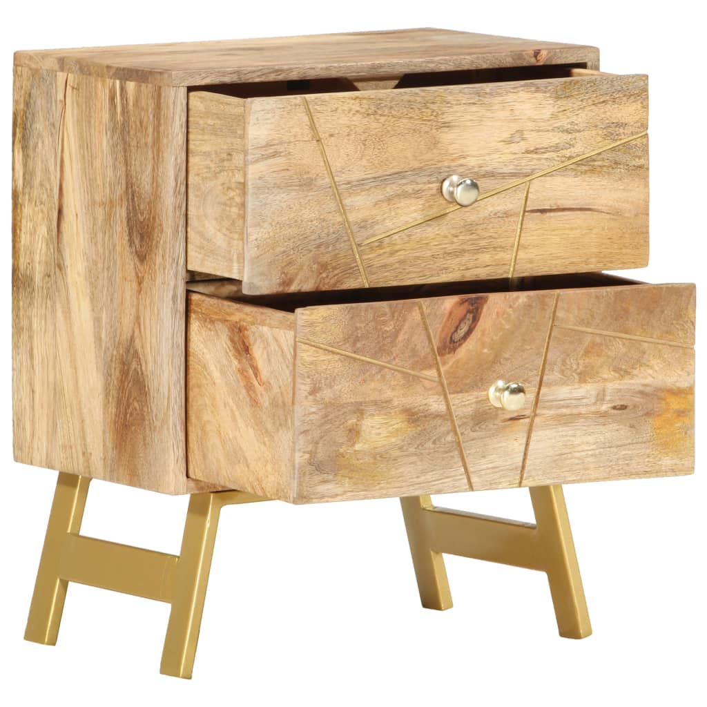 vidaXL Nightstand Storage Bedside Table for Home Bedroom Solid Wood Mango-12