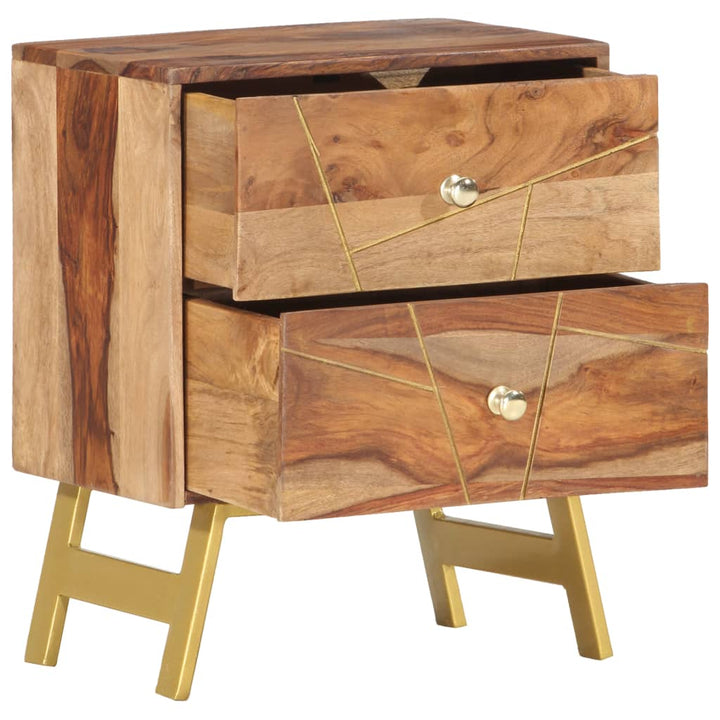 vidaXL Nightstand Storage Bedside Table for Home Bedroom Solid Wood Mango-2