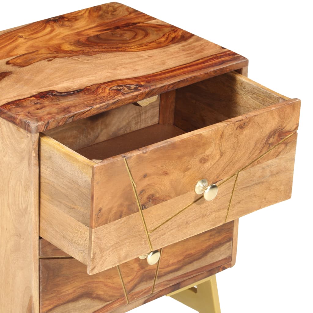 vidaXL Nightstand Storage Bedside Table for Home Bedroom Solid Wood Mango-3
