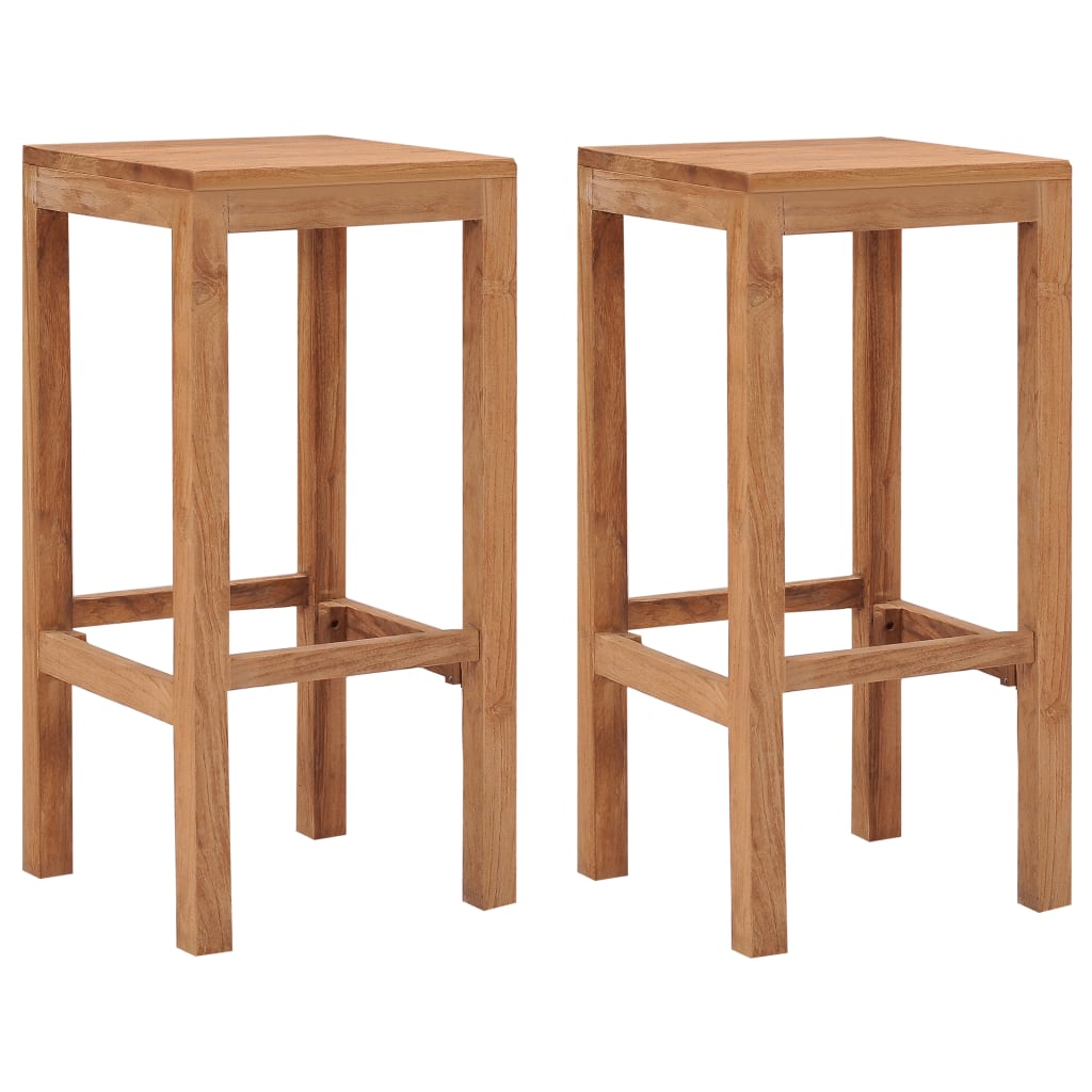 vidaXL Bar Stools Kitchen Breakfast Stool Chair with Footrest Solid Wood Teak-0