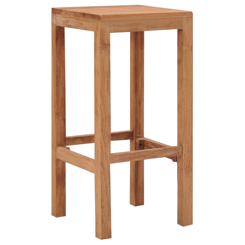 vidaXL Bar Stools Kitchen Breakfast Stool Chair with Footrest Solid Wood Teak-3
