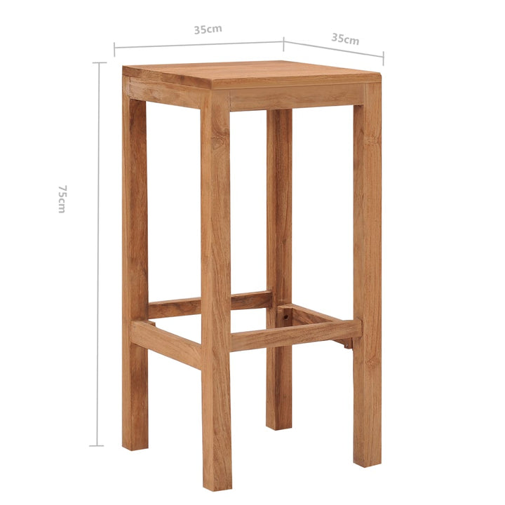 vidaXL Bar Stools Kitchen Breakfast Stool Chair with Footrest Solid Wood Teak-2