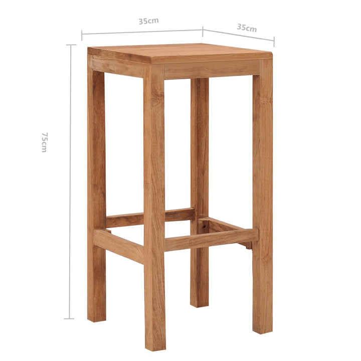 vidaXL Bar Stools Kitchen Breakfast Stool Chair with Footrest Solid Wood Teak-9