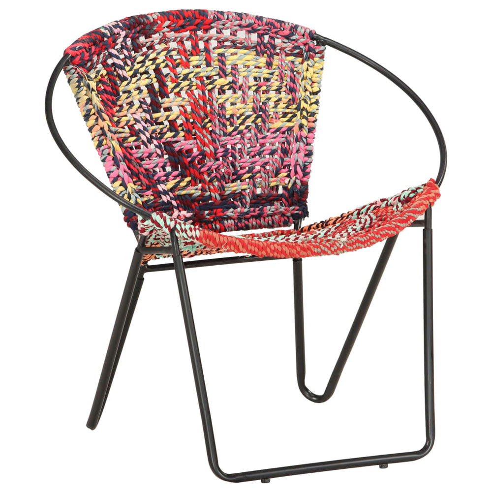 vidaXL Circle Chair Multicolors Chindi Fabric-1
