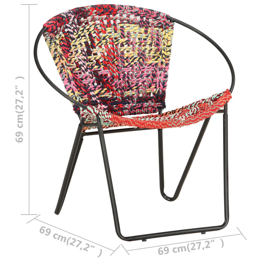 vidaXL Circle Chair Multicolors Chindi Fabric-0