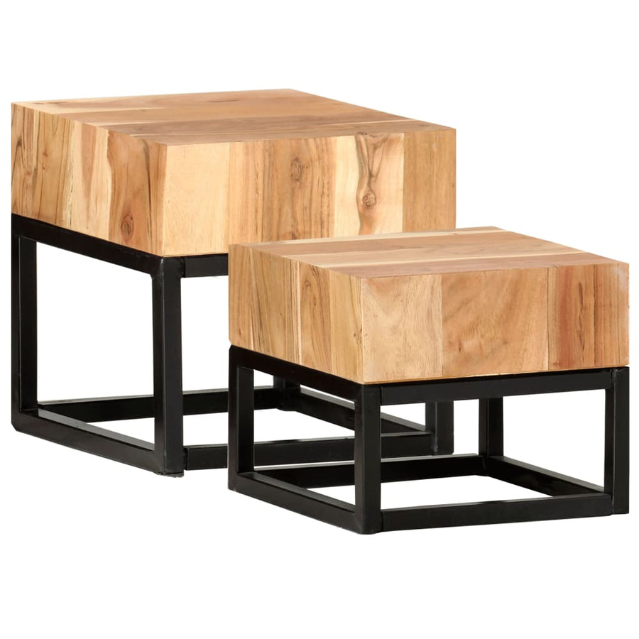 vidaXL Side Tables 2 pcs Solid Acacia Wood-0