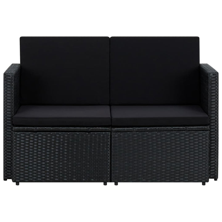vidaXL Sofa All Weather Outdoor Patio Loveseat Sofa with Cushions Poly Rattan-3
