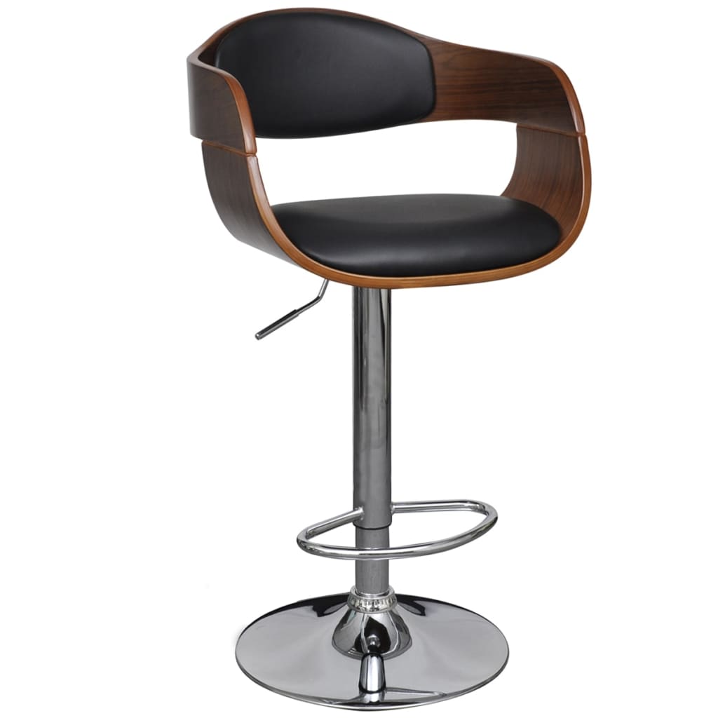 vidaXL Solid Bent Wood Bar Stool Faux Leather Bar Counter Seating Multi Colors-3