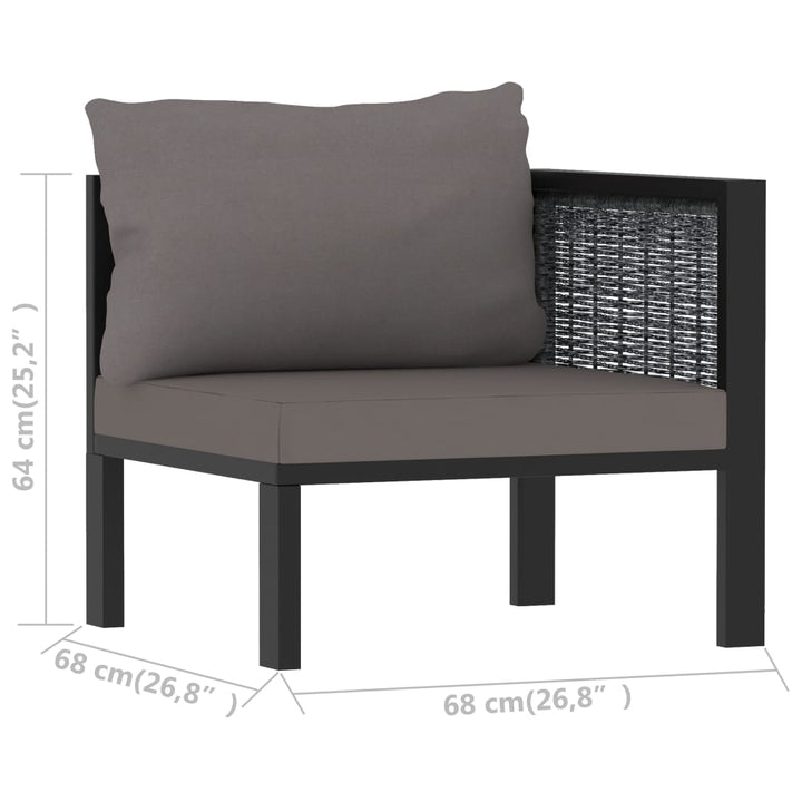 vidaXL Sectional Corner Sofa with Left Armrest Poly Rattan Anthracite-4