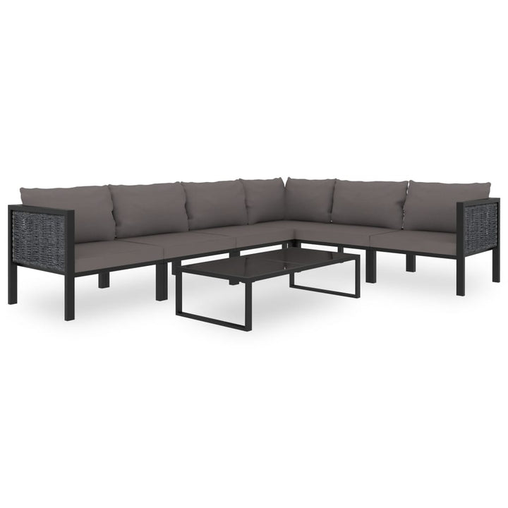 vidaXL Sectional Corner Sofa with Left Armrest Poly Rattan Anthracite-5