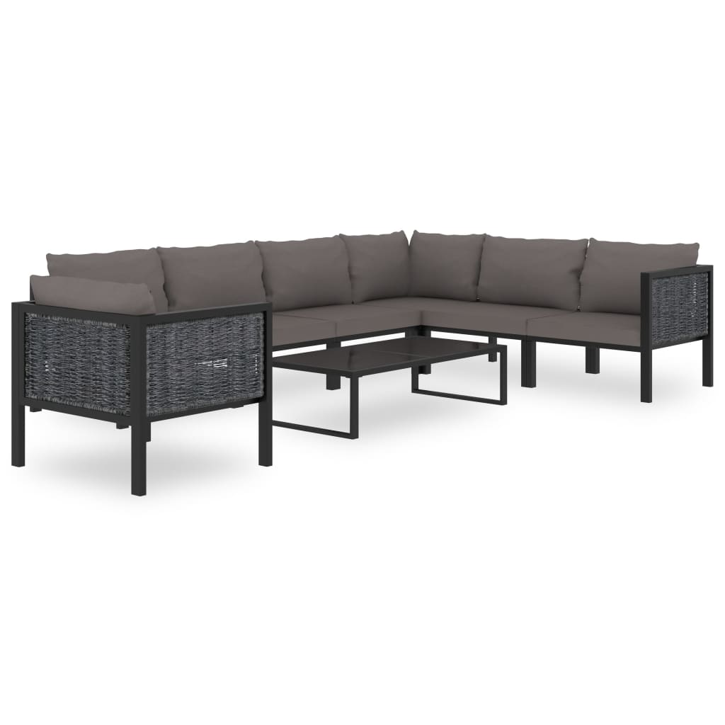 vidaXL Sectional Corner Sofa with Left Armrest Poly Rattan Anthracite-6