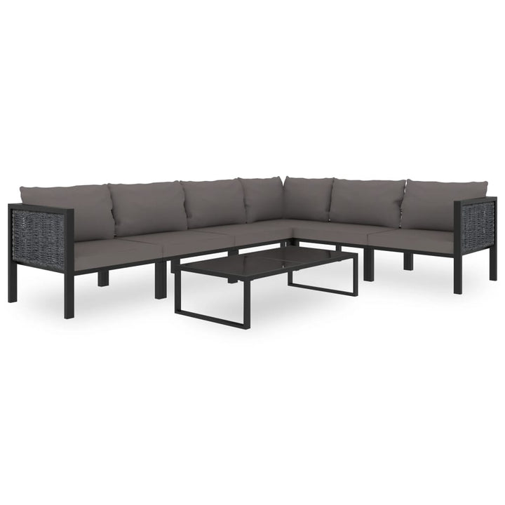 vidaXL Sectional Corner Sofa with Right Armrest Poly Rattan Anthracite-5