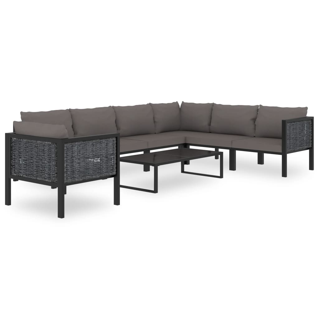 vidaXL Sectional Corner Sofa with Right Armrest Poly Rattan Anthracite-6