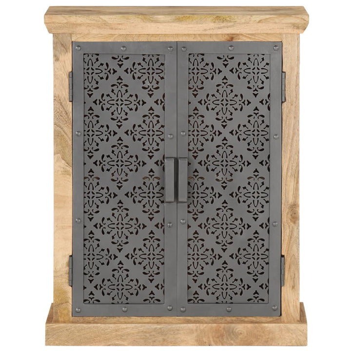 vidaXL Sideboard with Steel Doors 23.6"x13.8"x29.5" Solid Mango Wood-1