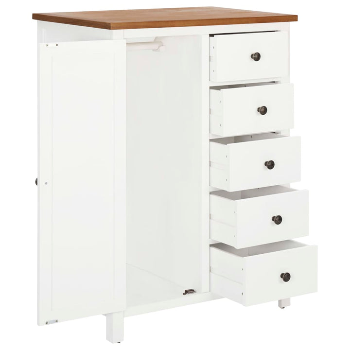 vidaXL Wardrobe Solid Oak Wood Storage Clothes Cabinet Wooden White/Light Wood-6