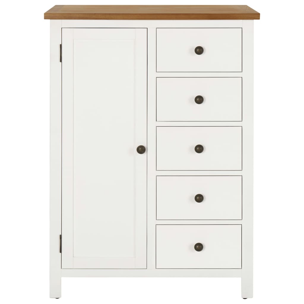 vidaXL Wardrobe Solid Oak Wood Storage Clothes Cabinet Wooden White/Light Wood-9