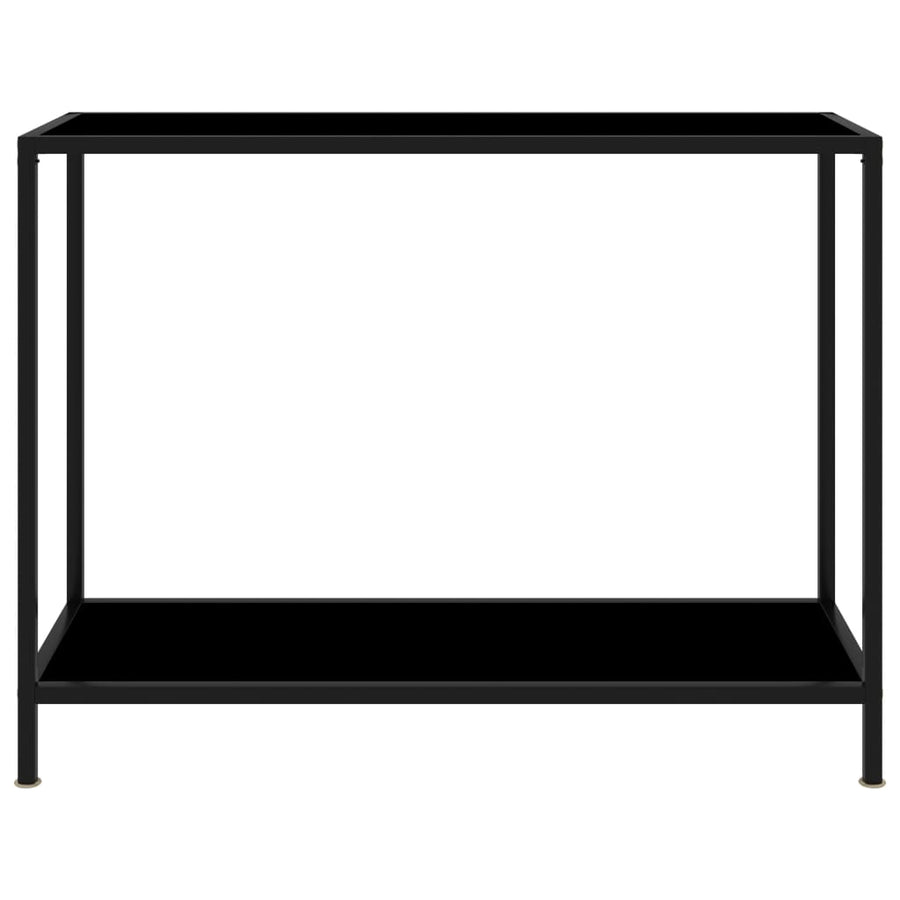 vidaXL Console Table Black 39.4"x13.8"x29.5" Tempered Glass-0