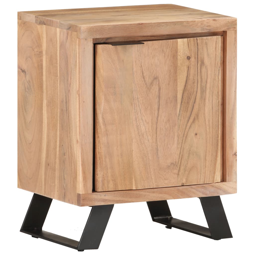 vidaXL Bedside Cabinet 15.7"x11.8"x19.7" Solid Acacia Wood with Live Edges-10