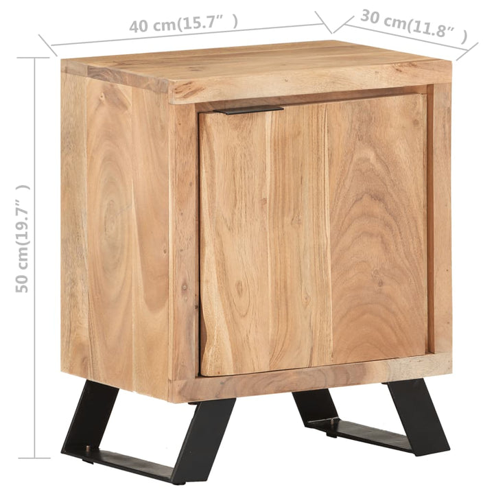 vidaXL Bedside Cabinet 15.7"x11.8"x19.7" Solid Acacia Wood with Live Edges-7