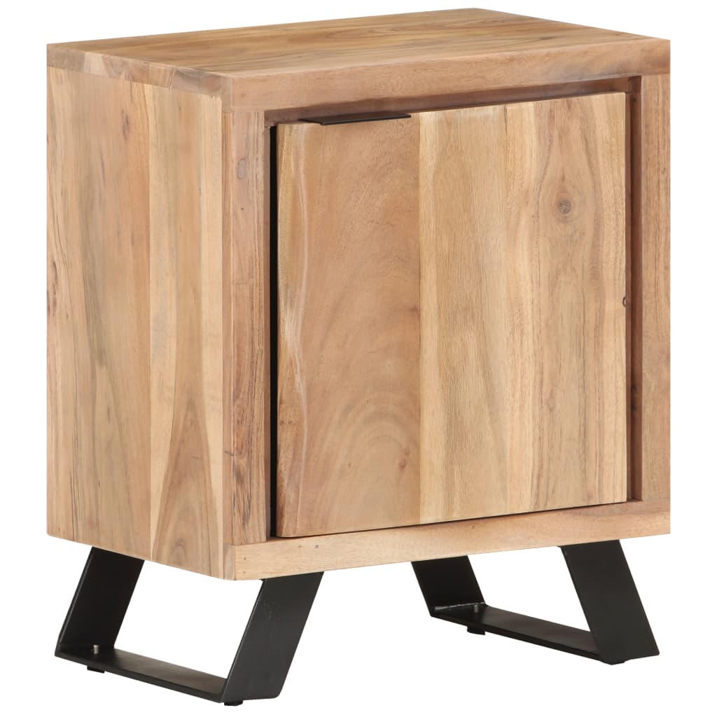 vidaXL Bedside Cabinet 15.7"x11.8"x19.7" Solid Acacia Wood with Live Edges-9