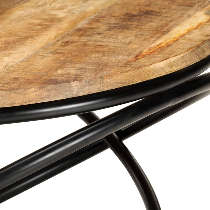 vidaXL Coffee Table Black 23.6"x23.6"x15.7" Solid Rough Mango Wood-3