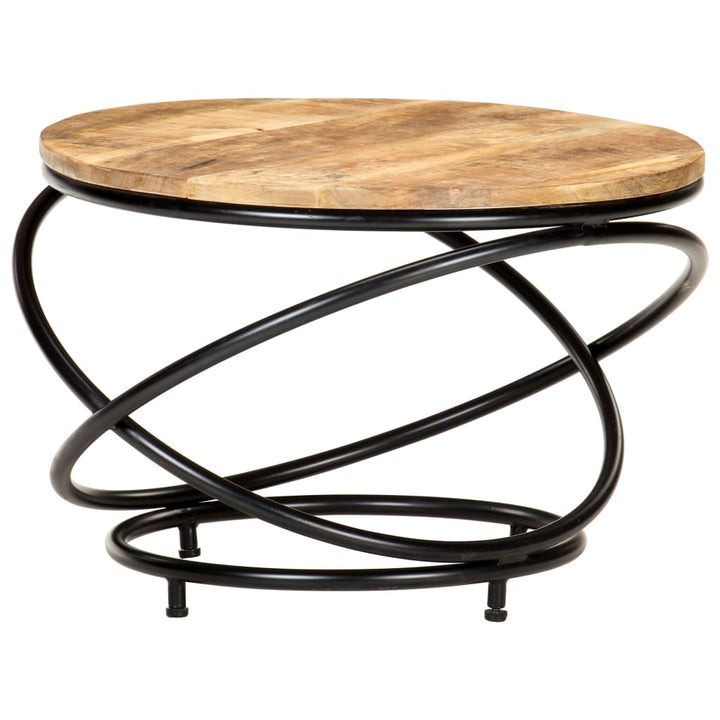vidaXL Coffee Table Black 23.6"x23.6"x15.7" Solid Rough Mango Wood-4