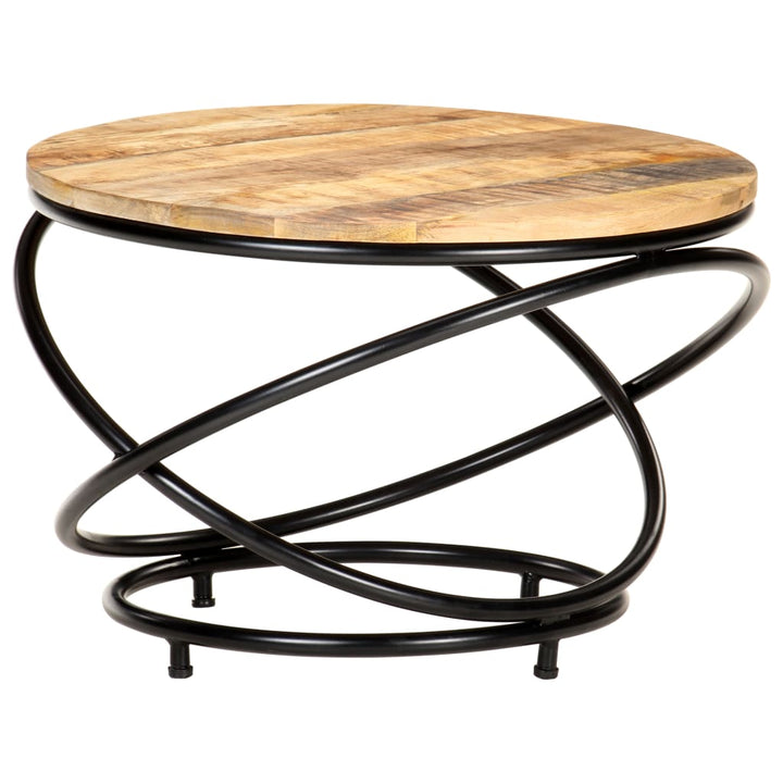 vidaXL Coffee Table Black 23.6"x23.6"x15.7" Solid Rough Mango Wood-5