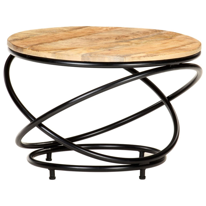 vidaXL Coffee Table Black 23.6"x23.6"x15.7" Solid Rough Mango Wood-6