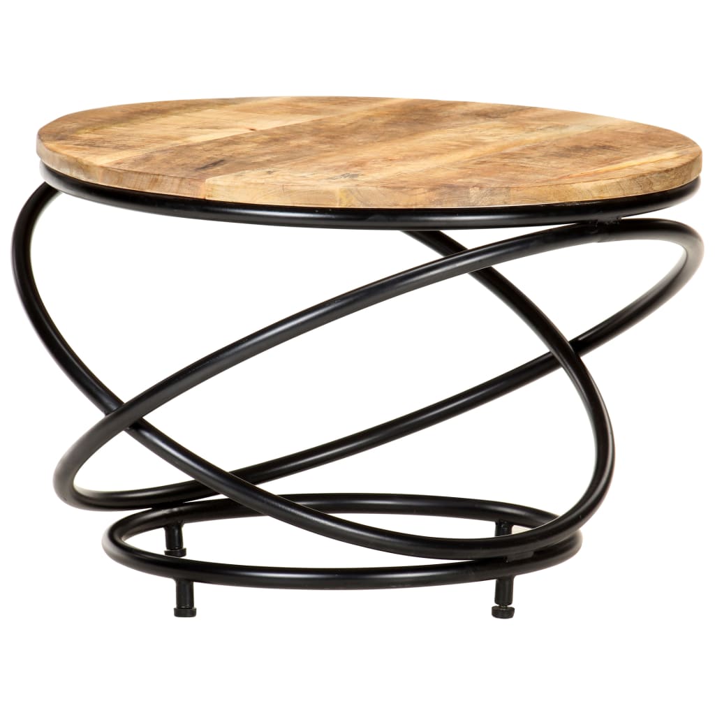 vidaXL Coffee Table Black 23.6"x23.6"x15.7" Solid Rough Mango Wood-7