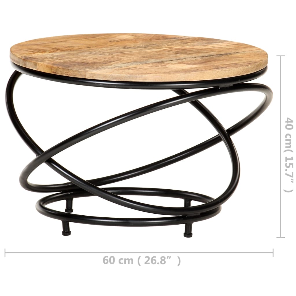 vidaXL Coffee Table Black 23.6"x23.6"x15.7" Solid Rough Mango Wood-0