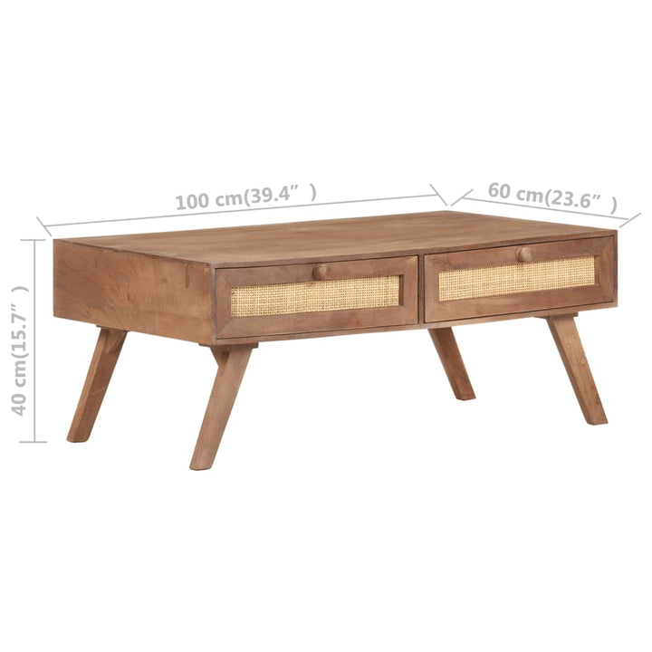 vidaXL Coffee Table 39.4"x23.6"x15.7" Solid Mango Wood-8