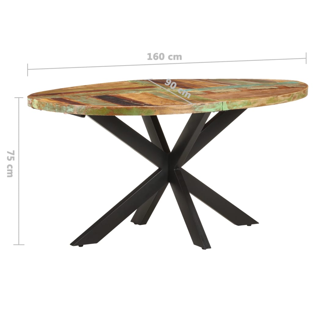 vidaXL Dining Table 63"x35.4"x29.5" Solid Reclaimed Wood-3