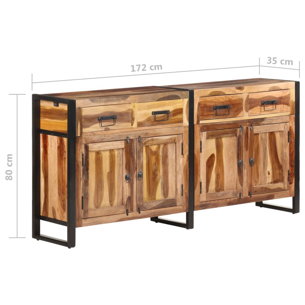 vidaXL Sideboard 67.7"x13.8"x31.5" Solid Acacia Wood with Honey Finish-7
