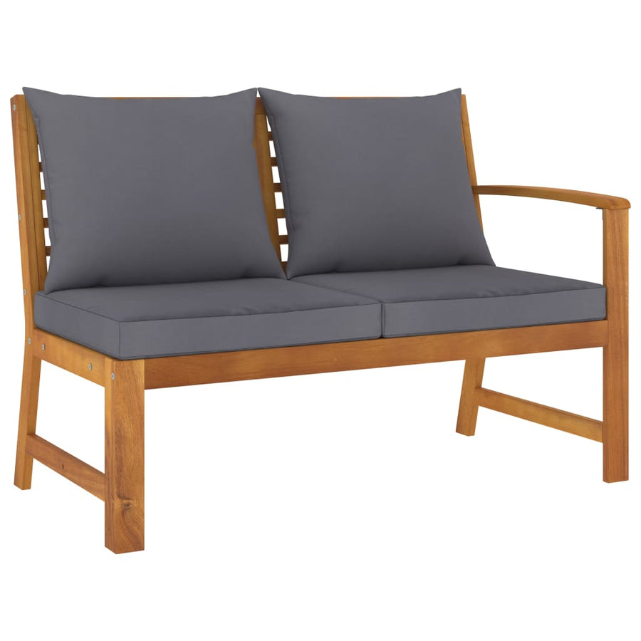 vidaXL Patio Bench 45.1" with Dark Gray Cushion Solid Acacia Wood-0