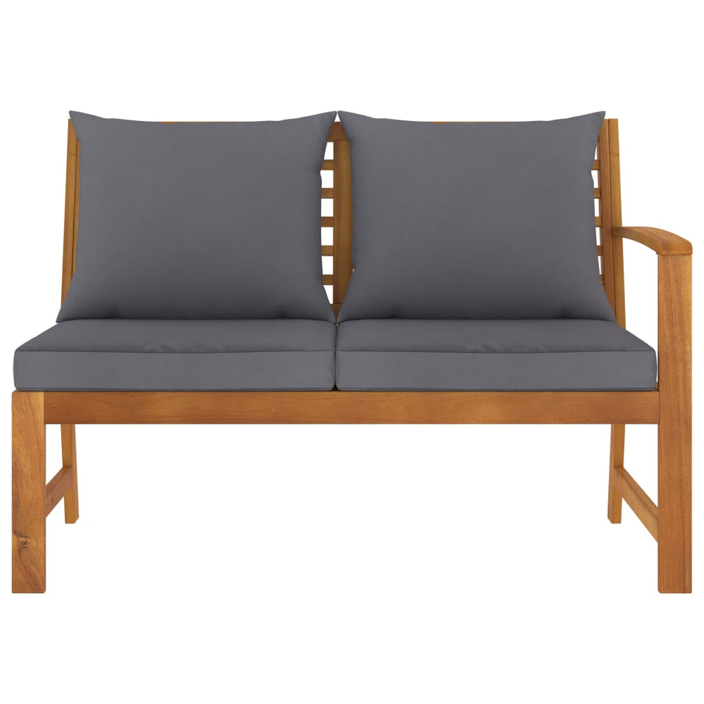 vidaXL Patio Bench 45.1" with Dark Gray Cushion Solid Acacia Wood-1