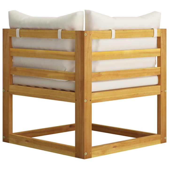 vidaXL Sectional Corner Sofa & Cream White Cushion Solid Acacia Wood-2