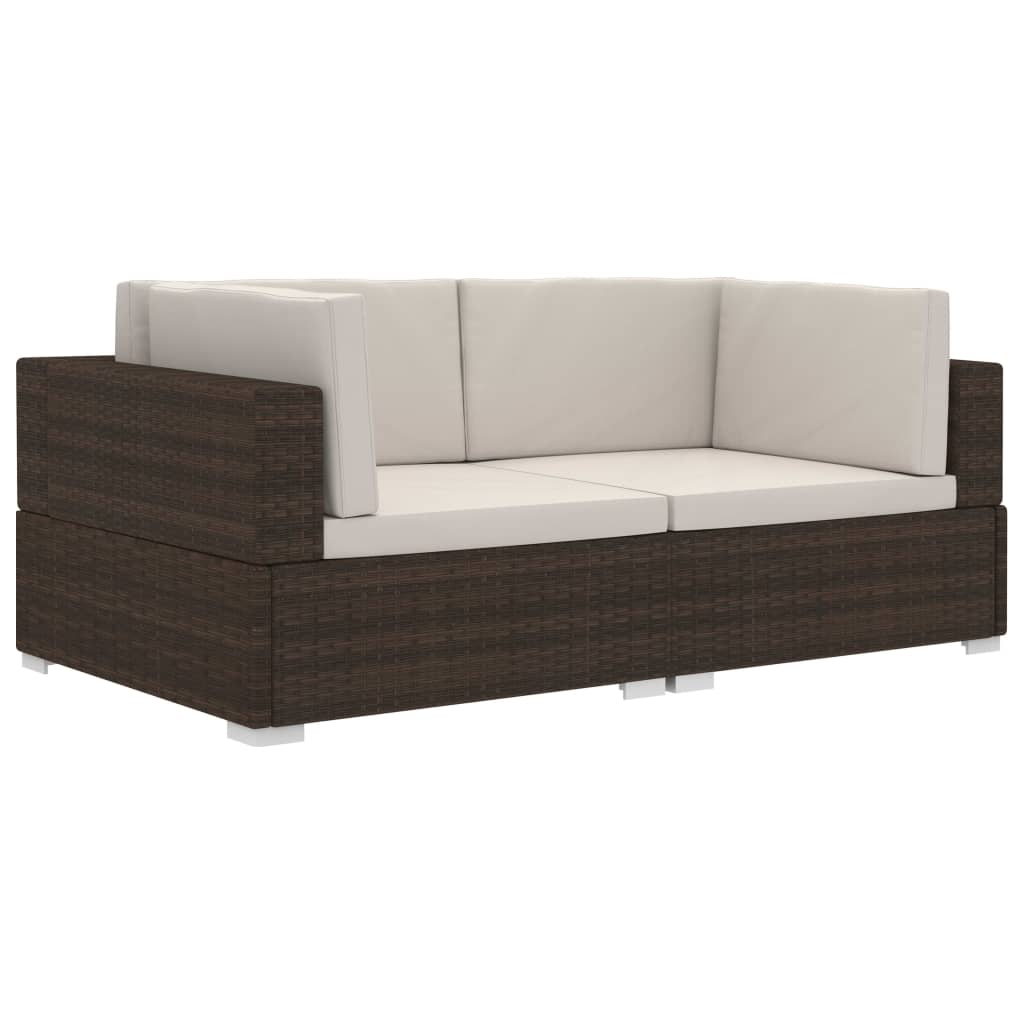 vidaXL 2 Seater Sofa Couch with Cushions Patio Wicker Love Seat PE Rattan-2