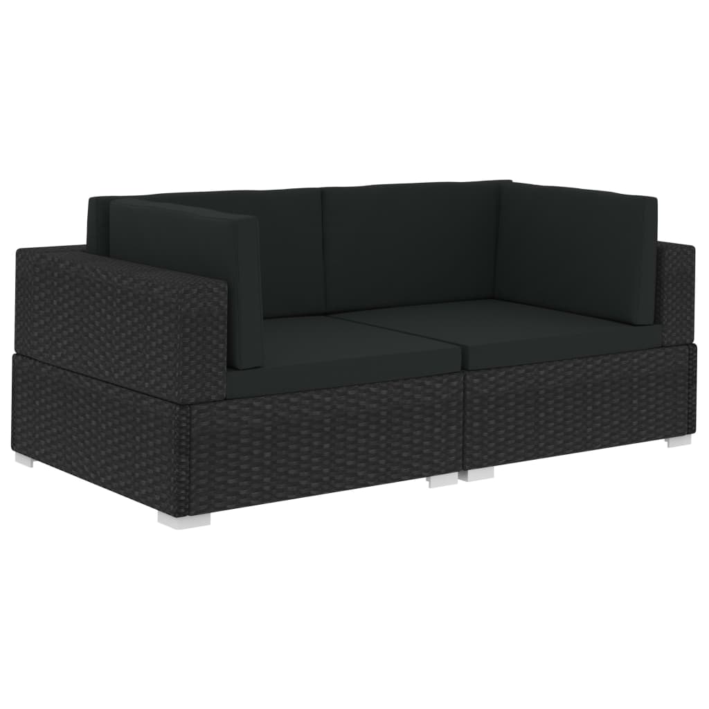 vidaXL 2 Seater Sofa Couch with Cushions Patio Wicker Love Seat PE Rattan-5