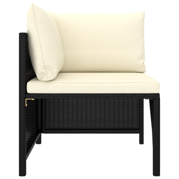 vidaXL 4-Seater Patio Sofa with Cushions Black Poly Rattan-2