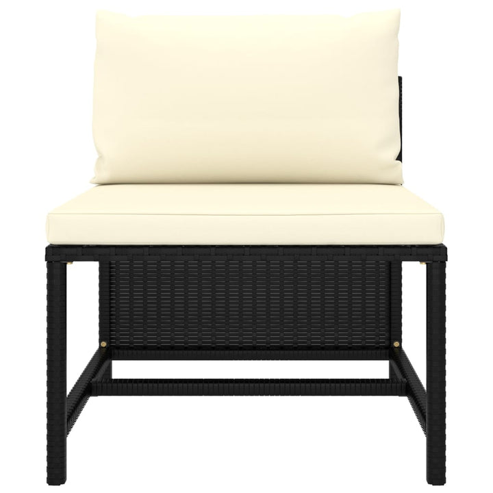 vidaXL 4-Seater Patio Sofa with Cushions Black Poly Rattan-4
