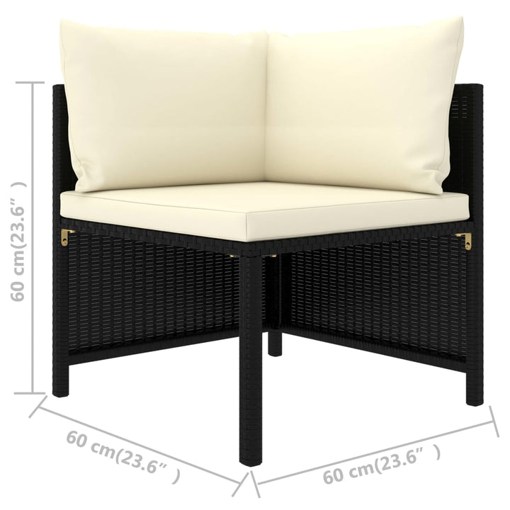 vidaXL 4-Seater Patio Sofa with Cushions Black Poly Rattan-5