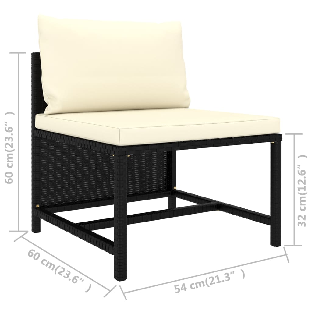 vidaXL 4-Seater Patio Sofa with Cushions Black Poly Rattan-6