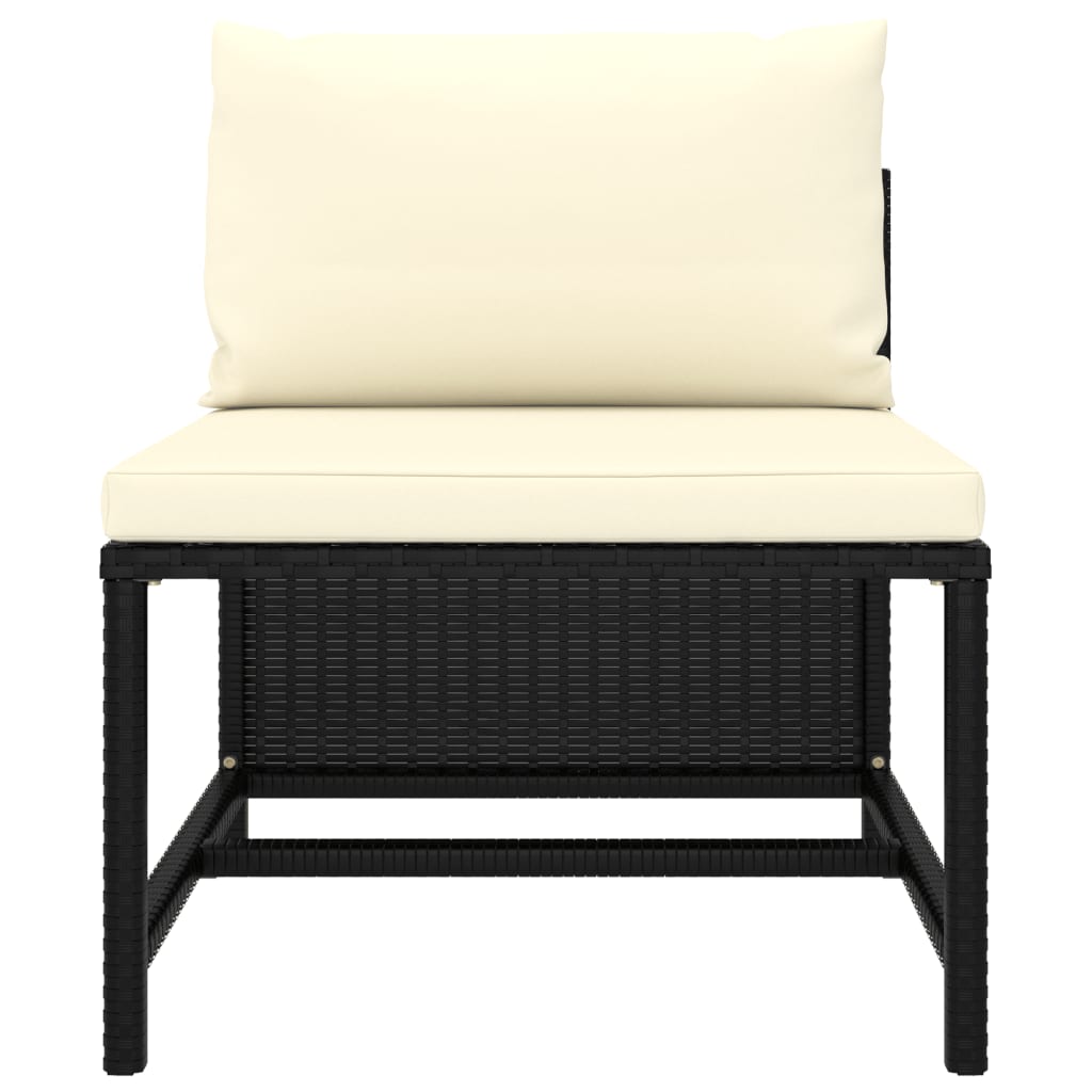vidaXL 4 Piece Patio Sofa Set with Cushions Black Poly Rattan-4