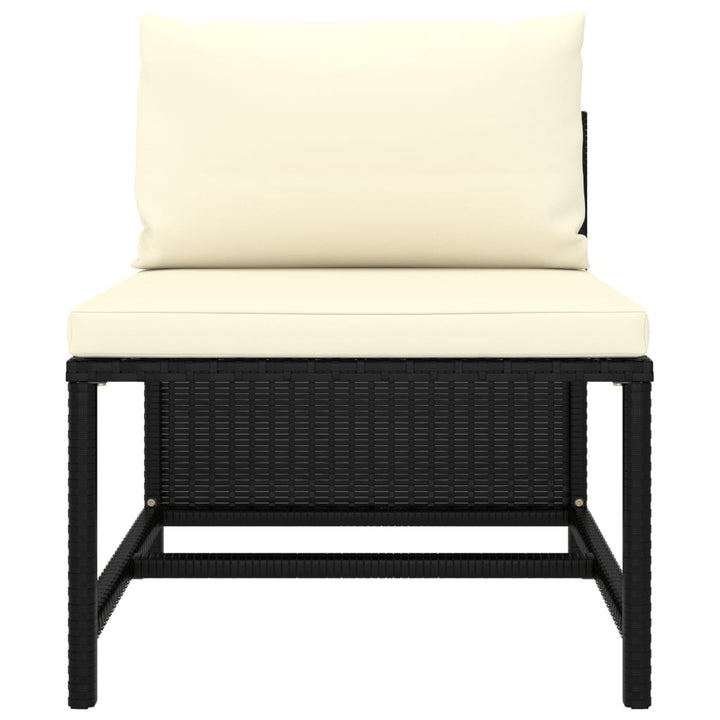 vidaXL 4 Piece Patio Sofa Set with Cushions Black Poly Rattan-4