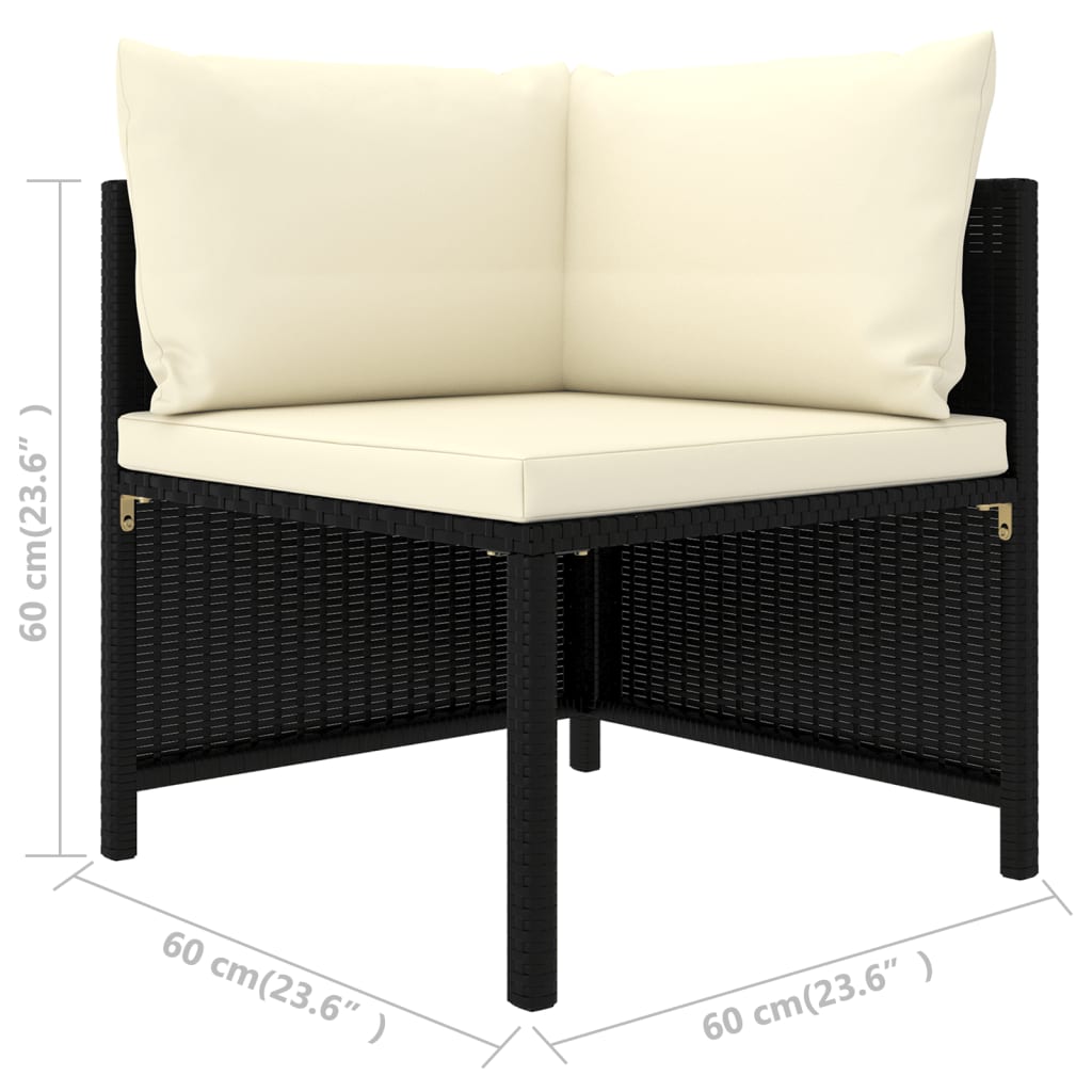 vidaXL 4 Piece Patio Sofa Set with Cushions Black Poly Rattan-7