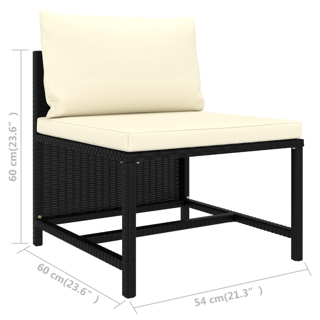vidaXL 4 Piece Patio Sofa Set with Cushions Black Poly Rattan-8