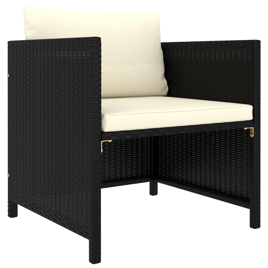 vidaXL 4 Piece Patio Sofa Set with Cushions Black Poly Rattan-5