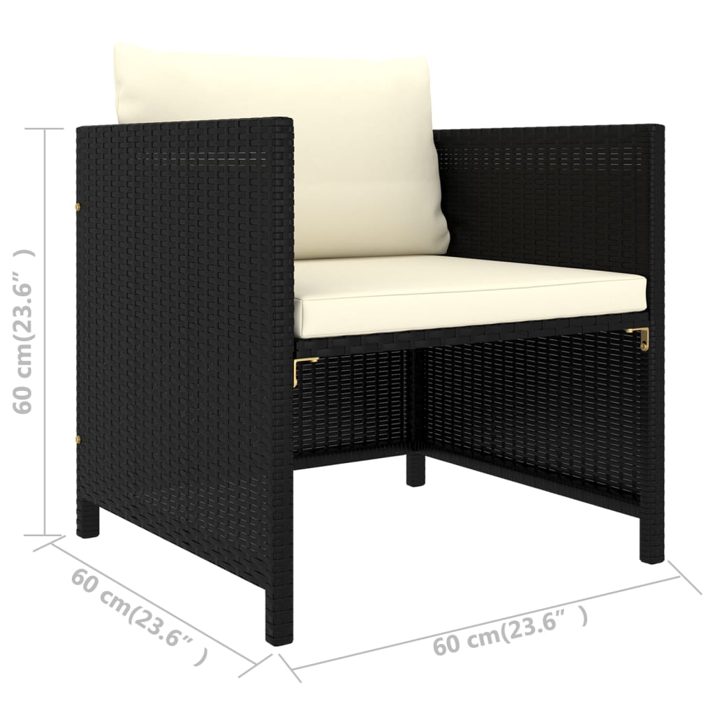 vidaXL 4 Piece Patio Sofa Set with Cushions Black Poly Rattan-9