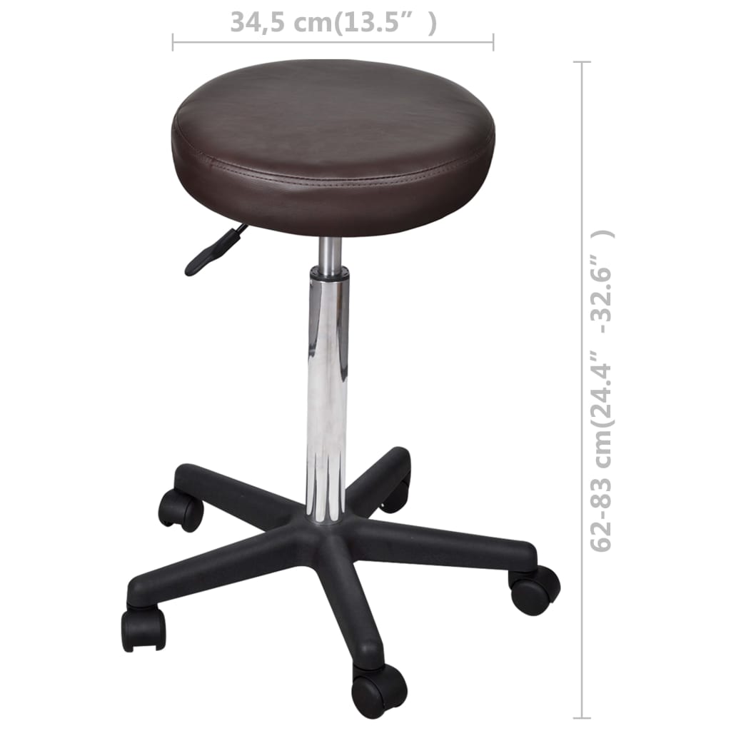 vidaXL Office Chair Swivel Rolling Stool with Wheels for Office Faux Leather-15
